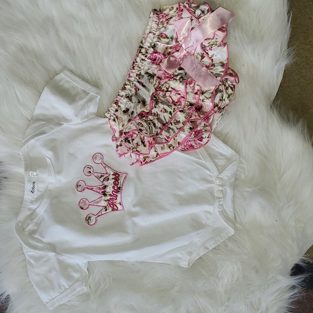Princess boutique ruffle matching set outfit size 9m-12m NWOT